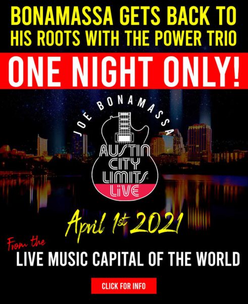 Review ticket for Joe Bonamassa's Austin City Limits livestream concert on April 1st