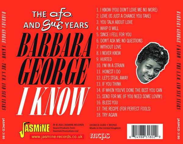 Barbara George - I Know – The A.F.O. & Sue Years - back