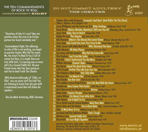 Various Artists - The Ten Commandments Of Rock ‘n’ Roll Commandment Eight – Do Not Commit Adultery – The Cheater-back