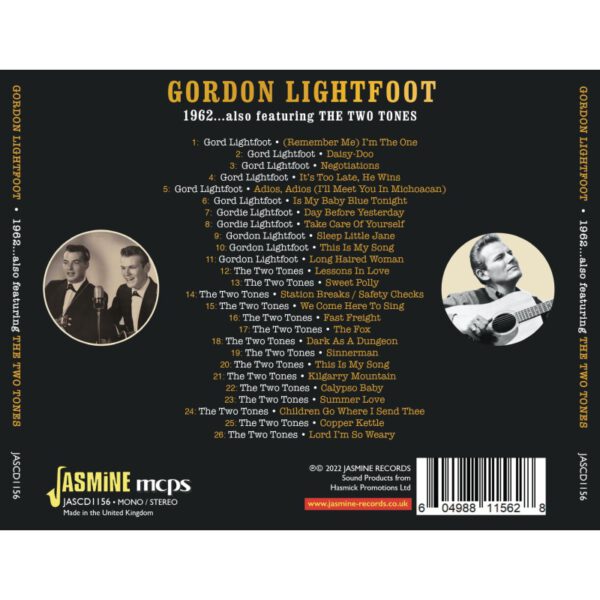 Gordon Lightfoot - 1962...Also Featuring The Two Tones - back