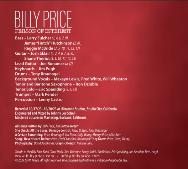 Billy Price - Person of Interest - inlay